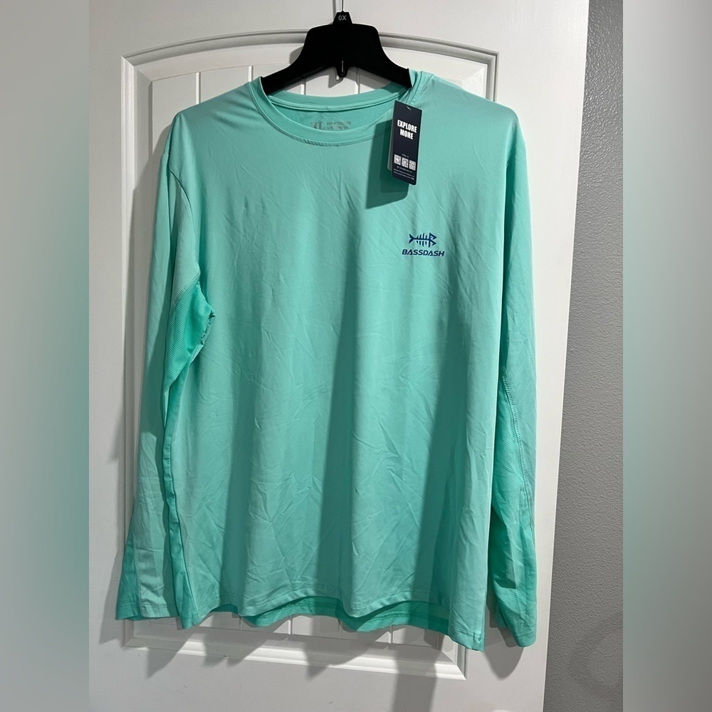 Bassdash men’s fishing sun long sleeve sun shirt teal green UV XL - Picture 1 of 8